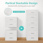BOLUO Stackable Storage Drawers Closet Organizers and Storage Fabric White 2 Drawer Dresser for Bedroom 2 Packs Modern - Image 5