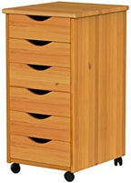 Jela-USA Solid Pine Wood 6 Drawer Rolling Cart, Honey Pine by Jela-USA