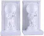 White Atlas Bookends Set of 2, Classic Greek Mythology Statues with Globes by SunshineDecor