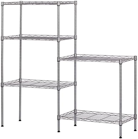 5 Tier Storage Racks Shelving, Heavy Steel Pantry Shelves, Adjustable Wire Shelving Rack, Suitable for Garage, Kitchen, Bathroom, Office, 21" W x 11.4" D x 59" H, Chrome - Image 2