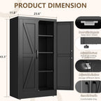 Black Metal Storage Cabinet, 43" Kitchen Pantry Cabinets for Office - Image 2