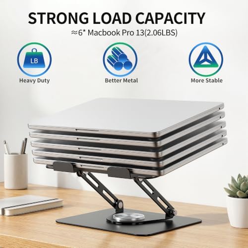 ALASHI 360° Rotating Laptop Stand, Multi-Angle, 10-17", Black - Image 6