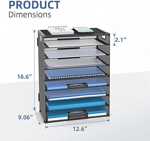 9-Tier Paper Organizer for Desk, Letter Tray with Handles, Black, 2 Pack - Image 3
