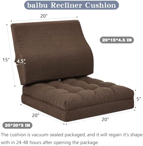 baibu Memory Foam Recliner Cushion with Lumbar Pillow, 20 x 20 x 5 in,Brown - Image 3