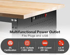84” Heavy Duty Workbench, 5000 LBS Capacity Adjustable Work Bench with Pegboard and Power Outlet, Rubber Wood Work Table for Garage, Office, Workshop, Home - Image 5