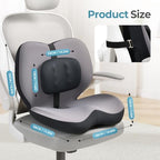 FLORICH 2 in1 Truck Seat Cushion and Lumbar Support Pillow Memory Foam Car Seat Cushion with Adjustable Strap for Truck Driver Long Drives, Fits Semi Truck Seat,Car,Office&Gaming Chair(Black) - Image 2