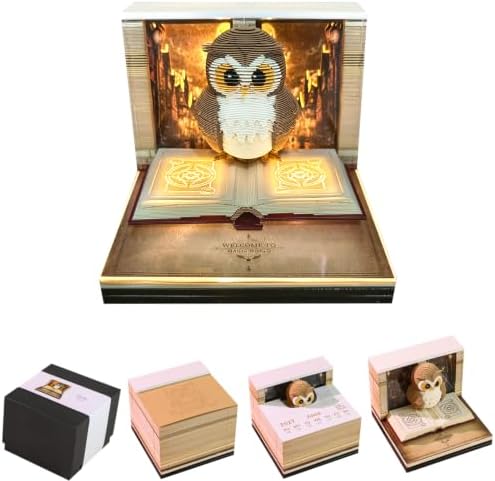 3D Calendar 2027, Desk Time Piece Calendar 2027,Tear-Away 3D Paper Art Notepad w LED Lights,Creative 3D Memo Artsy Pad Calendars, DIY Paper Carving Gift (K) by Ksgolif