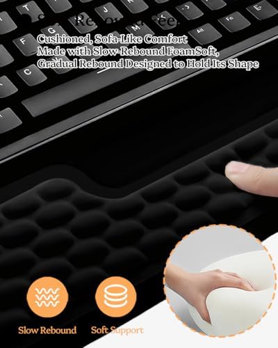 Wrist Rest for Computer Keyboard, 2 in 1 Keyboard Wrist Support Pad, Memory Foam Keyboard Riser Holder Lift Tray with Wrist Pad for Easy Typing for Office Desk, Home, School (Round Black) - Image 6