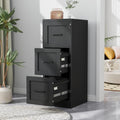 3-Drawer Metal File Cabinet with Lock, Tall Narrow Vertical, Black by Unknown