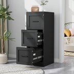 3-Drawer Metal File Cabinet with Lock, Tall Narrow Vertical, Black by Unknown