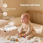 Wicker Diaper Caddy Organizer, Rattan Baby Basket, Flesh Tone, L - Image 5