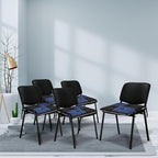Office Stacking Chair Cushions 4 Pack, Corduroy High Density Foam Kitchen Seat Cushions with Ties, Square 17" x 17" Indoor Non-Slip Dining Chair Pads, Black+ Navy，4pcs - Image 2