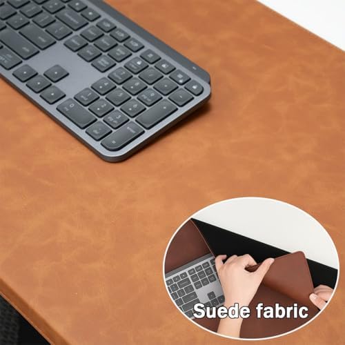 Office PU Leather Desk Pad with Stitched Edges (Brown,35.4"x16.9") - Image 2