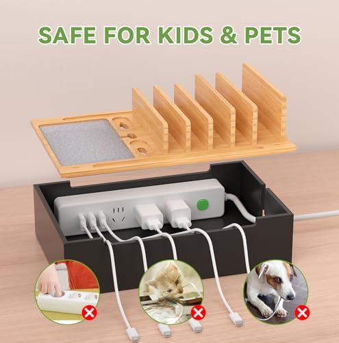 Pezin & Hulin Bamboo Charging Station for Multiple Devices-Natural+Black - Image 5