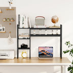 Snughome Adjustable Desk Shelf with Monitor Stand, 38.6" Desktop Organizer Hutch, Height Adjustable Computer Monitor Riser & 4 Tier Storage Bookshelf for Home Office Dorm, Black - Image 5