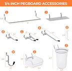 INCLY 70PCS Metal Peg Board Kit with 1/4" Pegboard Accessories - Image 3
