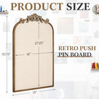 Wonderjune Linen Display Pinboard, Arch, 19" X 31", Antique Gold - Image 2