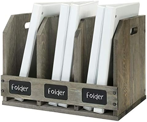 MyGift Gray Wood Magazine Holder with 3 Compartments & Chalkboard Labels by MyGiftHome