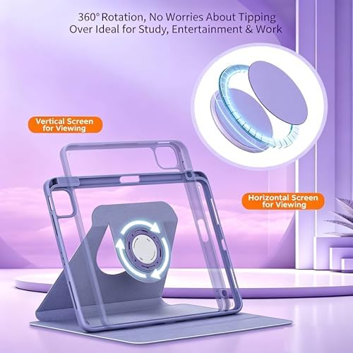 Keyboard Case with Touchpad for Galaxy Tab S10 FE/S10 Lite/S9 FE 10.9-Inch, Tab S9 11", Detachable Keyboard Case with Touchpad, 360 Degree Rotating Stand Cover with S Pen Holder, Purple - Image 5