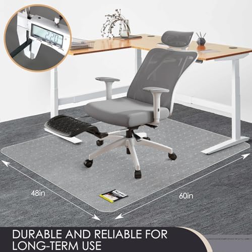 Kuyal Office Chair Mat for Carpet, 2 Pack 48x 60 Clear Heavy Duty Computer Chair Mat, Under Desk Protector Carpeted Floors Mat, Easy Chair Movement,Ship Flat - Image 2