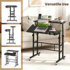 GIANTEX Mobile Standing Desk, Adjustable Rolling Computer Desk, Black - Image 4