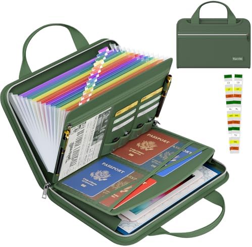 Tamfile Accordion File Organizer, Fireproof Expanding File Folder, Green by Tamfile