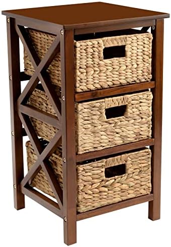 eHemco 3 Tier X-Side End Storage Cabinet, Walnut by eHemco