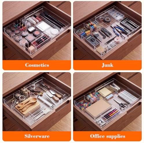 Briwooody Clear Acrylic Drawer Organizer Expandable,11 Compartments,Small - Image 5