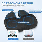 Sytopia Extra Large Office Chair Cushion, 19" x 17" Ergonomic Memory Foam Seat Cushion, Pressure Relief for Tailbone Pain, Sciatica & Hip Pain, Booster Pad for Sitting & Driving, Extra Cover (Black) - Image 5