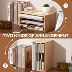 KIRIGEN Wooden Desk Organizer 3-Tier Letter Tray and Paper Sorter, Natural - Image 4