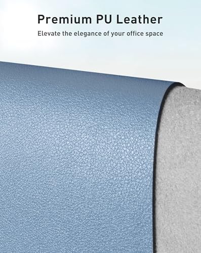 Aothia Faux Leather Desk Mat - Large Mouse Pad, Non-Slip PU Leather Blotter, Waterproof Writing Surface for Office and Home (Denim Blue, 63" x 24") - Image 2