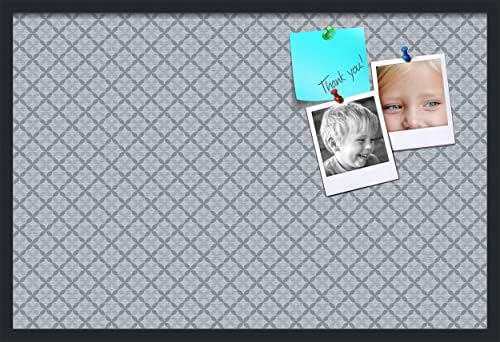 PinPix 36x24 inch Cork Bulletin Board. This Decorative Framed Pin Board Comes with Diamond Pattern in Shades of Blue Design and Satin Black. Ideal for Home, Office Decor or School (PinPix-222) by PinPixBulletinBoards