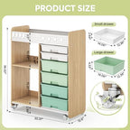 Rolling Craft Cart with 6 Drawers, Pegboard and Locking Wheels Green - Image 3