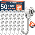 FINDMAG 50 Pack Magnetic Hooks, 30LB+ Magnetic Hooks for Cruise Cabins by FINDMAG