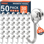 FINDMAG 50 Pack Magnetic Hooks, 30LB+ Magnetic Hooks for Cruise Cabins by FINDMAG