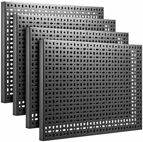 4 Pack Peg Board, 16×12" Black Metal Pegboard Wall Panels for Garage by DHLANROY
