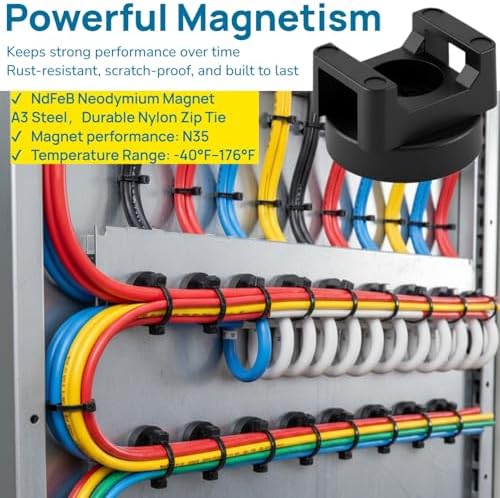 225-Pc Magnetic Cable Ties Set,Magnetic Zip Tie Mounts & Cable Ties - Image 4