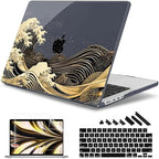 May Chen for 2026 MacBook Pro 14-inch M5 M4 M3 M2 M1 Pro/Max Chip, Release 2026 2025-2021, Model A3427 A3426 A3434 A3112 A3401 A3185, Plastic Hard Shell with Keyboard Cover, Black Sea Wave by MayChen