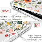 May Chen Compatible with MacBook Neo 13 inch Case 2026 Model A3404, Plastic Hard Shell,Keyboard Cover,Screen Protector,Dust Plug, for MacBook Neo 13" with A18 Pro Chip, Spring Flowers - Image 3