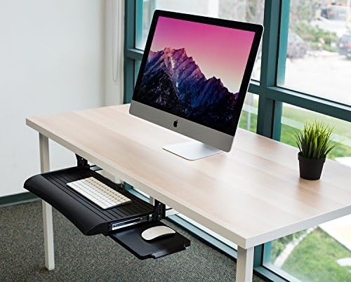 Mount-It! Keyboard Tray Under Desk with Adjustable Mouse Platform – Easy-Glide Sliding Drawer Under Desk Slide Out – Ergonomic Under Key Board Shelf for Office, Gaming, and Workstations - Image 3