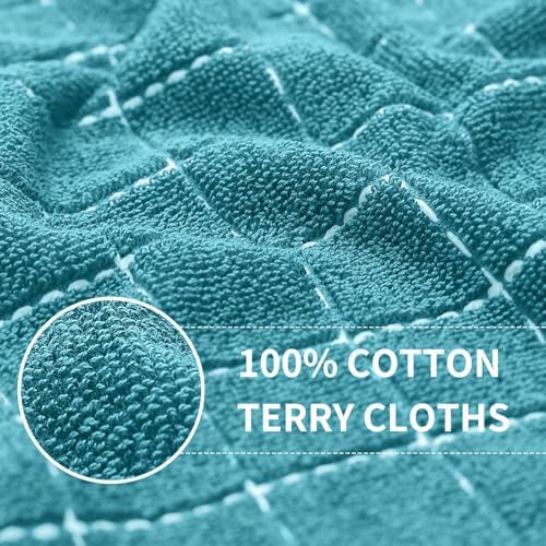 Homaxy Cotton Terry Kitchen Towels and Dishcloths Set of 10, Lake Blue - Image 6