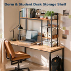 Desk Shelf, 38.6" Desk Hutch for Computer Monitor, Rustic Brown - Image 4