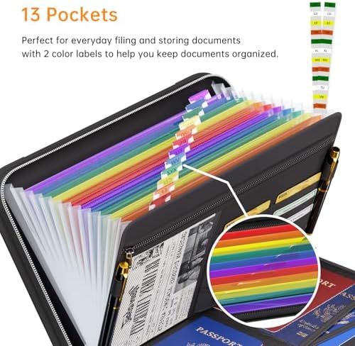 Tamfile Accordion File Organizer, Fireproof Expanding File Folder, Black - Image 3