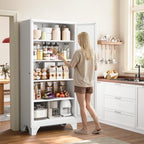 Yizosh Metal Storage Cabinet Kitchen Pantry Cabinet White - Image 2