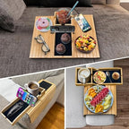 Magnetic Bamboo Couch arm tray - 3 in 1 Detachable Bamboo Sofa Arm Tray Table with Cup Holder - Foldable Non Slip Couch Armrest Table For Remote, Cell-Phone & Drinks, Snacks – Space-Saving,17.6"x13.3" - Image 7