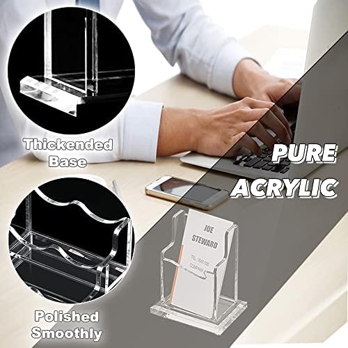 PARTSPOWER 4 Packs Acrylic Business Card Holders for Desk, Vertical Clear Business Name Card Display Stand, Desk Accessory Business Name Card Organizer (Vertical, 1-Slot) - Image 4