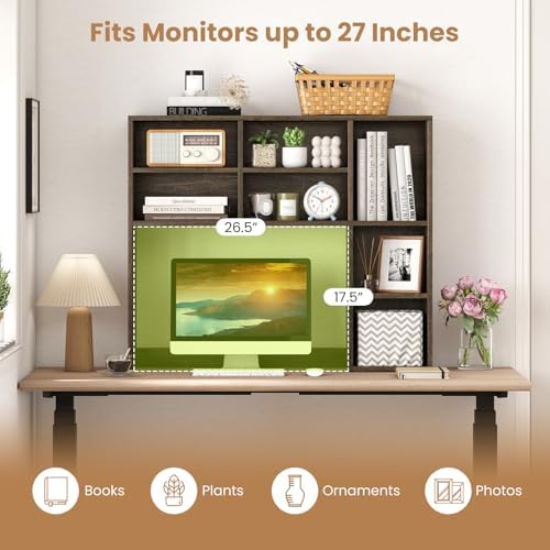 LDAILE 31'' Desk Shelf, 3-Tier Desk Hutch with 7 Shelves for Computer Desk, Desktop Bookshelf with 3 Adjustable Shelves for College Dorm Office Home Study Room Desk, 37 x 10 x 31 in - Image 4