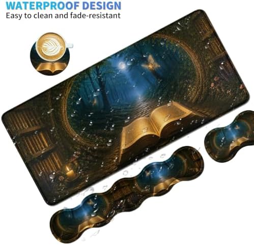 Memory Foam Keyboard Wrist Rest Desk Mat Set, Enchanted Book Portal - Image 4