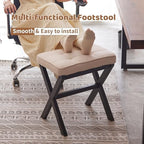 Foot Stool Small Ottoman Foot Rest Padded Foot Stool Desk for Under Office Desk Vanity Stool Bamboo Footstool Sofa Footrest Shoe Stool Small (Black Legs + Beige) - Image 3