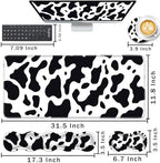 Keyboard Wrist Rest and Mouse Pad with Wrist Support Set Ergonomic Coaster,Memory Foam,Easy Typing Pain Relief,Large XL Desk Mat 31.5"x 11.8",Cute Cow Print - Image 2